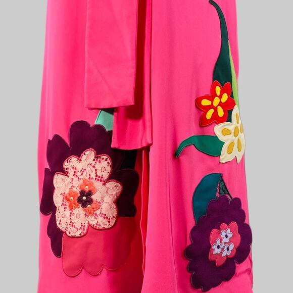 DOLCE & GABBANA Size 4 Pink Multi Color Silk Applique Belted Maxi Dress - Picture 4 of 13